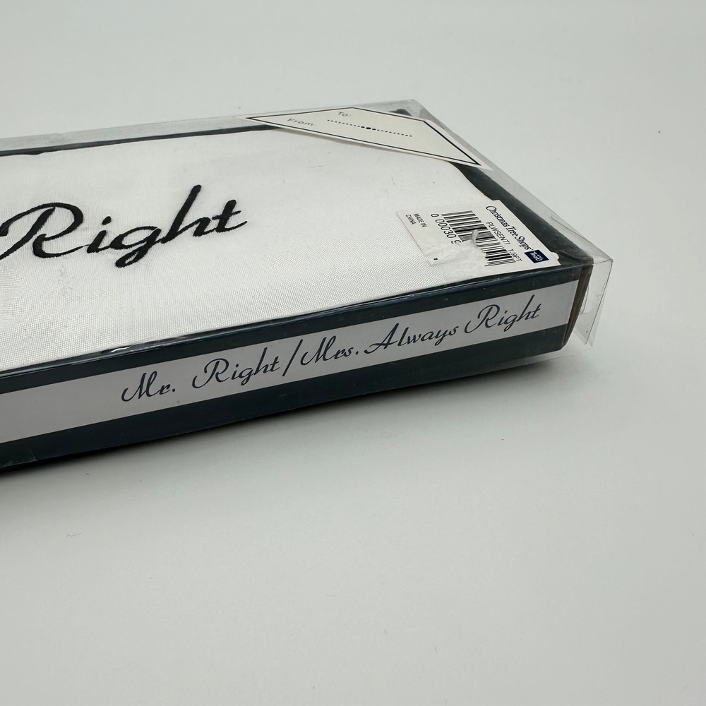 Blissful Living Mr. Right Mrs. Always Right Embroidered Pillowcase Set White - Picture 2 of 5
